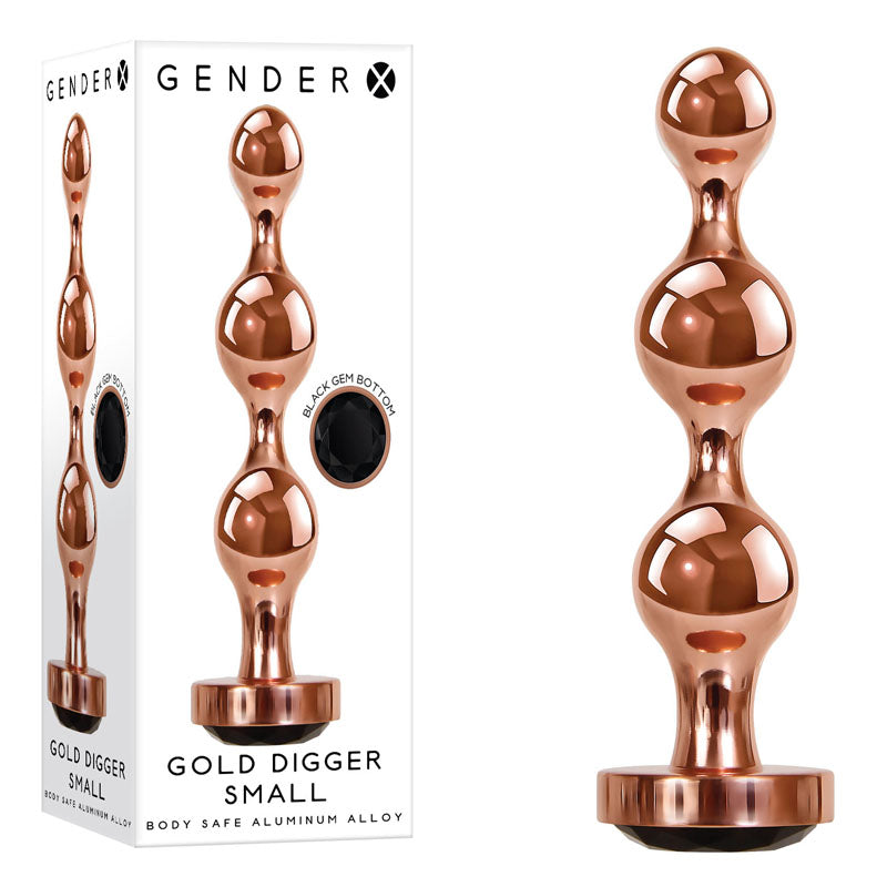 Gender X GOLD DIGGER SMALL - Rose Gold Small Butt Plug with Black Gem Base - Naughty by Nature Adult Store