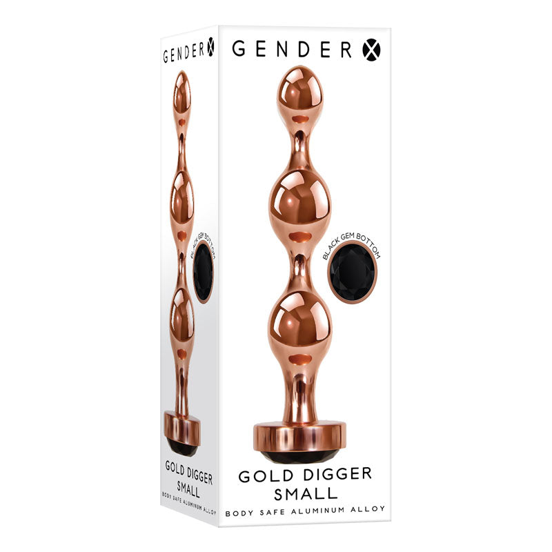 Gender X GOLD DIGGER SMALL - Rose Gold Small Butt Plug with Black Gem Base - Naughty by Nature Adult Store