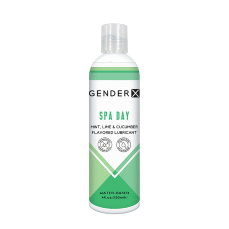 Gender X SPA DAY Flavoured Lube - 120 ml - Mint, Lime & Cucumber Flavoured Water Based Lubricant - 120 ml Bottle - Naughty by Nature Adult Store