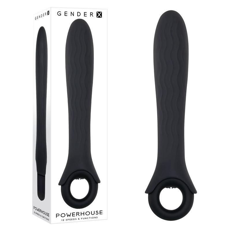 Gender X POWERHOUSE - Black 21.6 cm USB Rechargeable Vibrator - Naughty by Nature Adult Store
