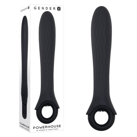 Gender X POWERHOUSE - Black 21.6 cm USB Rechargeable Vibrator - Naughty by Nature Adult Store