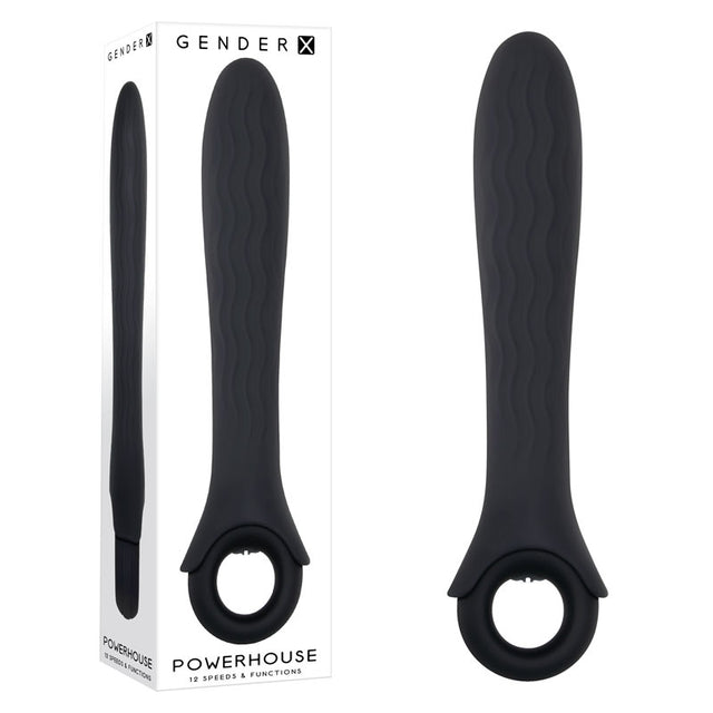 Gender X POWERHOUSE - Black 21.6 cm USB Rechargeable Vibrator - Naughty by Nature Adult Store