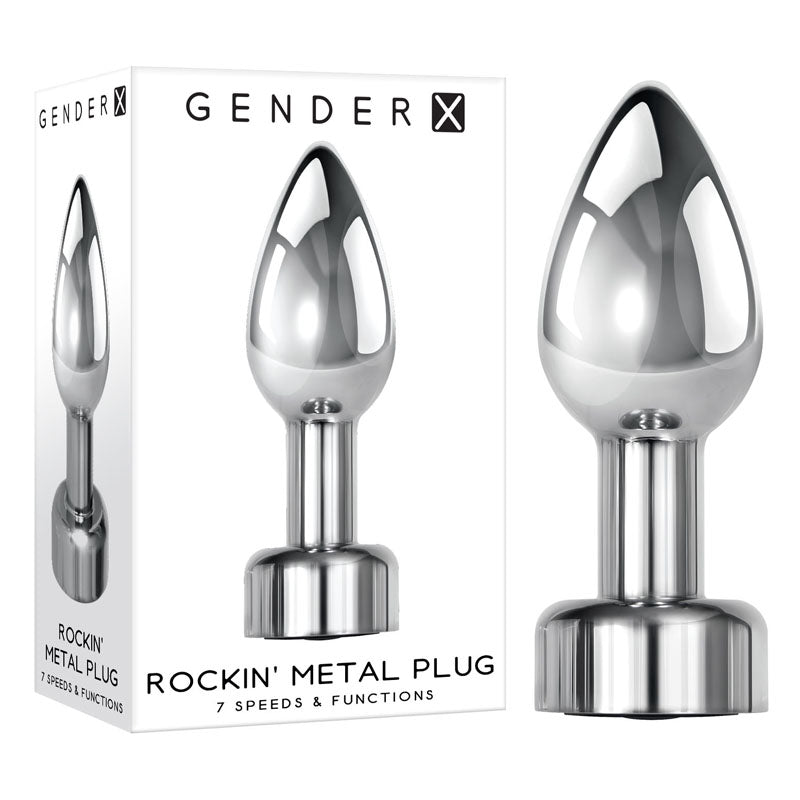 Gender X ROCKIN' METAL PLUG - Metallic 9.3 cm USB Rechargeable Butt Plug - Naughty by Nature Adult Store