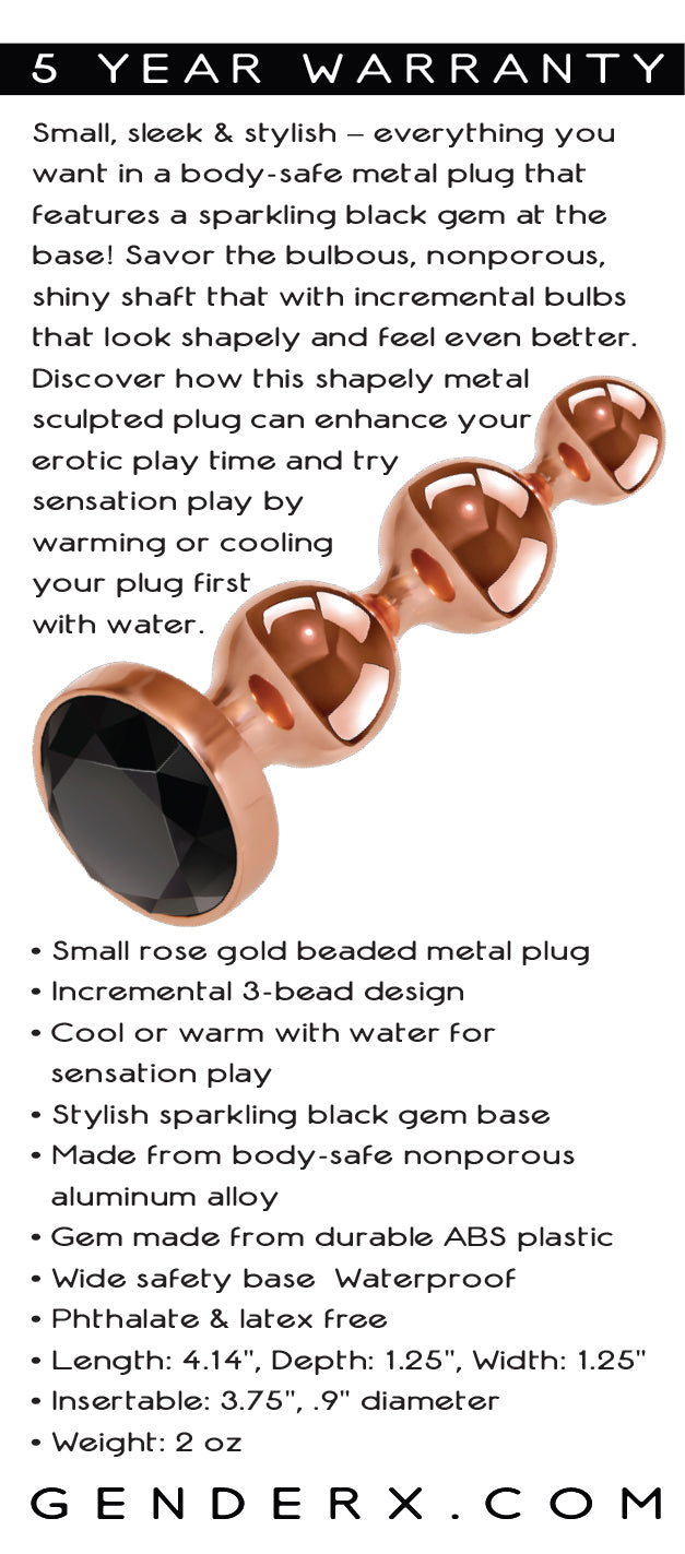 Gender X GOLD DIGGER SMALL - Rose Gold Small Butt Plug with Black Gem Base - Naughty by Nature Adult Store