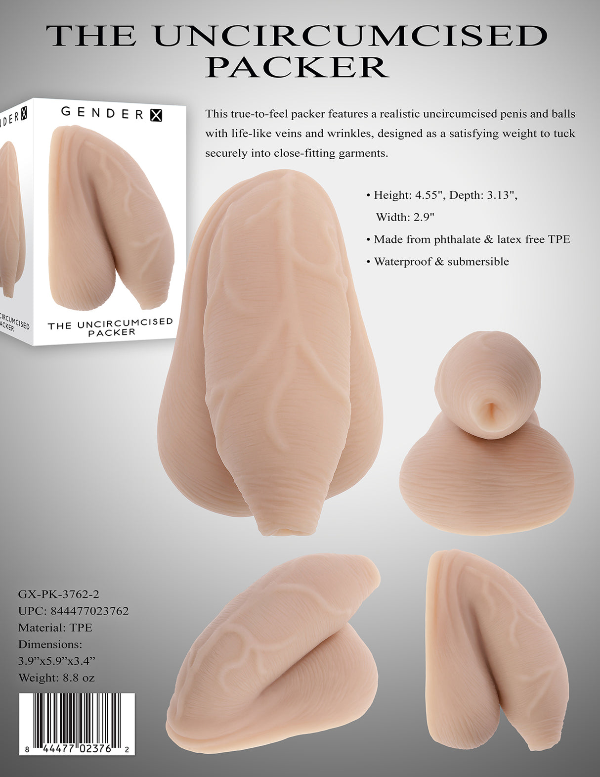 Gender X THE UNCIRCUMCISED PACKER -  Flesh 11.5 cm Packer