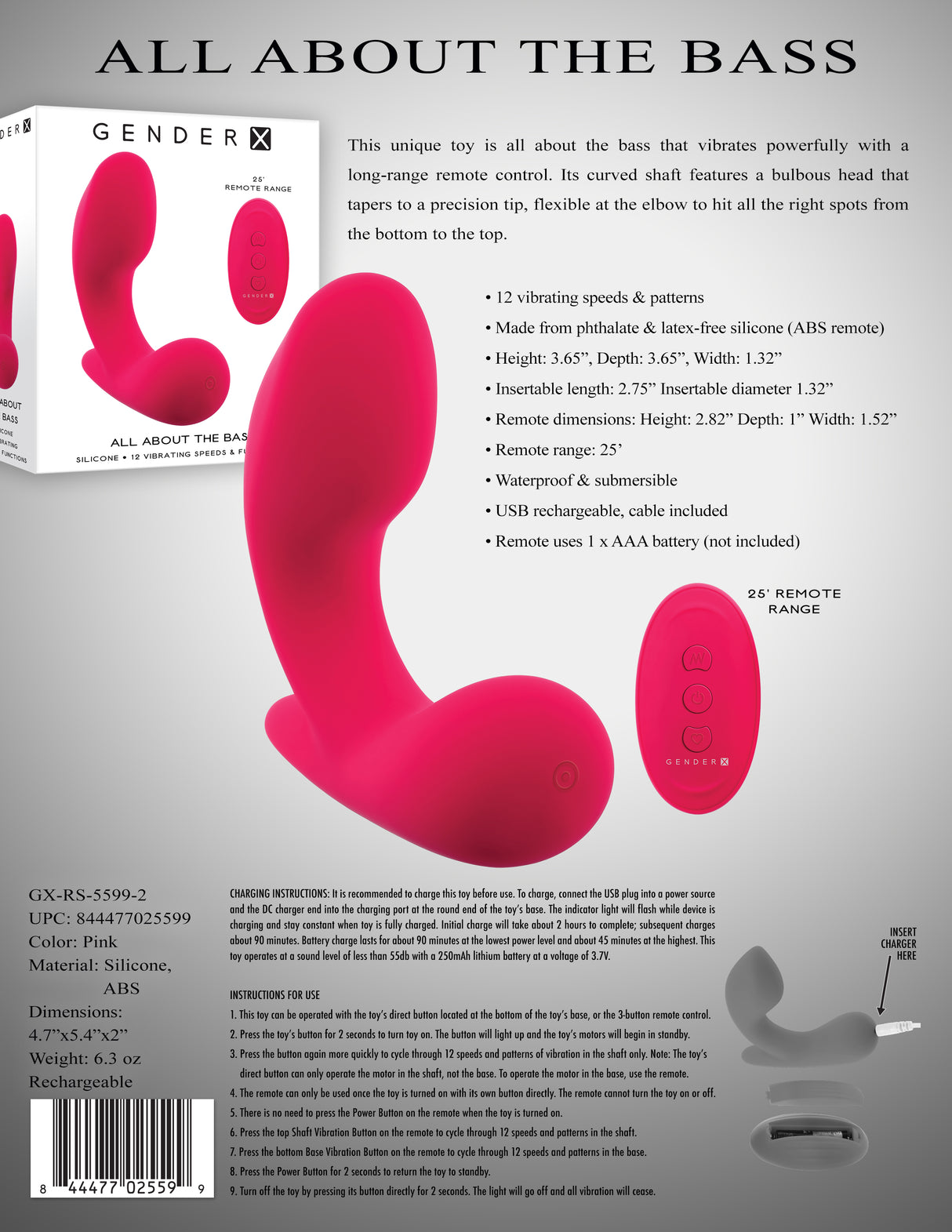 Gender X ALL ABOUT THE BASS - Wearable Vibrator with Wireless Remote - Naughty by Nature Adult Store