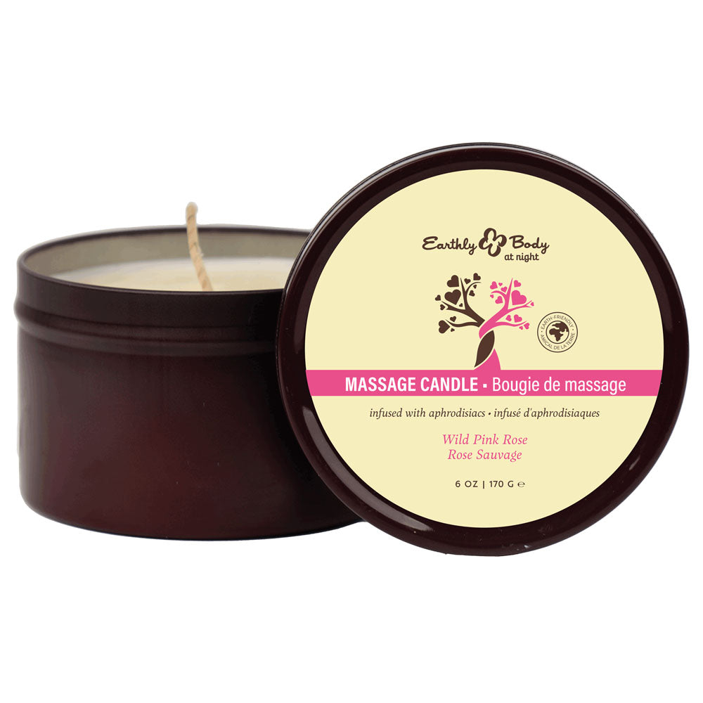 EB Aphrodisiac Massage Candle Wild Pink Rose Scented 170g