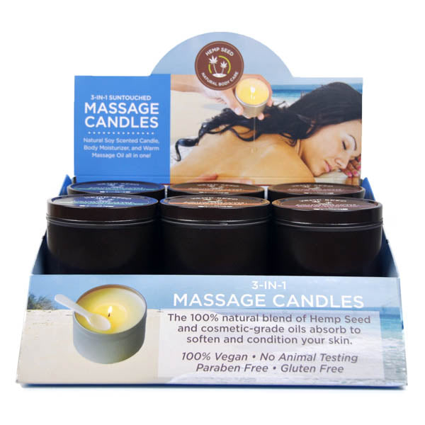 Hemp Seed 3-In-1 Massage Candle - Counter Display of 12 with Tester - Naughty by Nature Adult Store