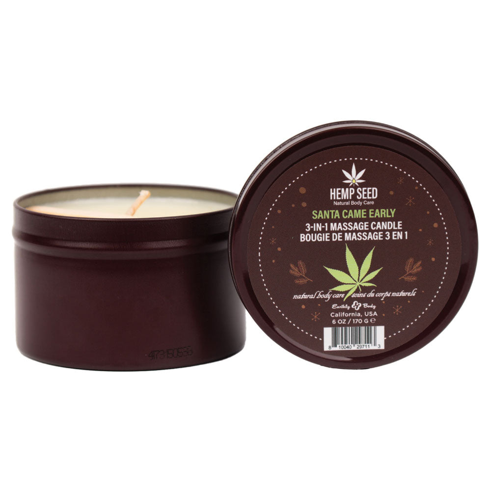 Hemp Seed 3-In-1 Massage Candle - Santa Came Early - Honey, Cinnamon, Maple - 170 g - Naughty by Nature Adult Store