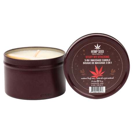 Hemp Seed 3-In-1 Massage Candle - Stuff My Stocking - Pomegranate, Charred Firewood, Brown Sugar - 170 g - Naughty by Nature Adult Store