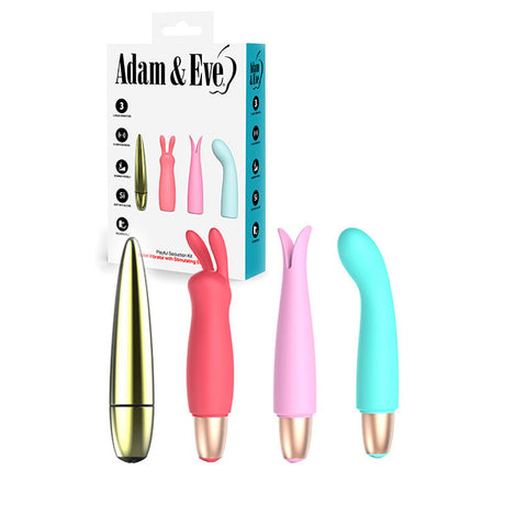 Adam & Eve PLAYFUL SEDUCTION KIT - USB Rechargeable Vibrator with 3 Interchangeable Sleeves - Naughty by Nature Adult Store