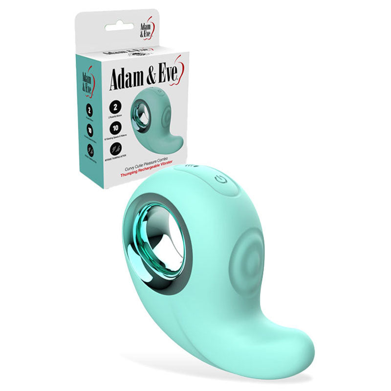 Adam & Eve CURVY CUTIE PLEASURE COMBO - Teal USB Rechargeable Tapping Stimulator - Naughty by Nature Adult Store
