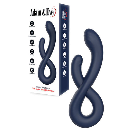 Adam & Eve TWISTED TEMPTATIONS Bendable Vibe - Navy Blue 22.4 cm USB Rechargeable Bendable Dual Vibrator - Naughty by Nature Adult Store