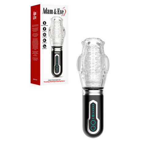 Adam & Eve Adam's Gawk Gawk 3.0 - Clear USB Rechargeable Thrusting, Rotating & Vibrating Masturbator - Naughty by Nature Adult Store