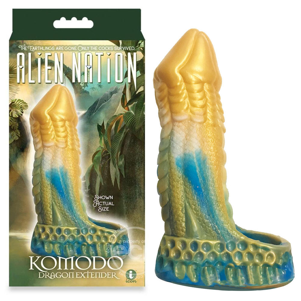 Alien Nation - Komodo - Blue/Gold 16.5 cm Penis Extender Fantasy Sleeve - Naughty by Nature Adult Store
