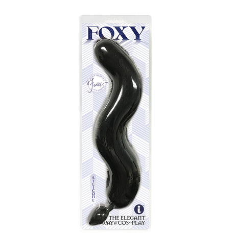 Foxy Fox Tail Silicone Butt Plug - Black - 46 cm Tail - Naughty by Nature Adult Store