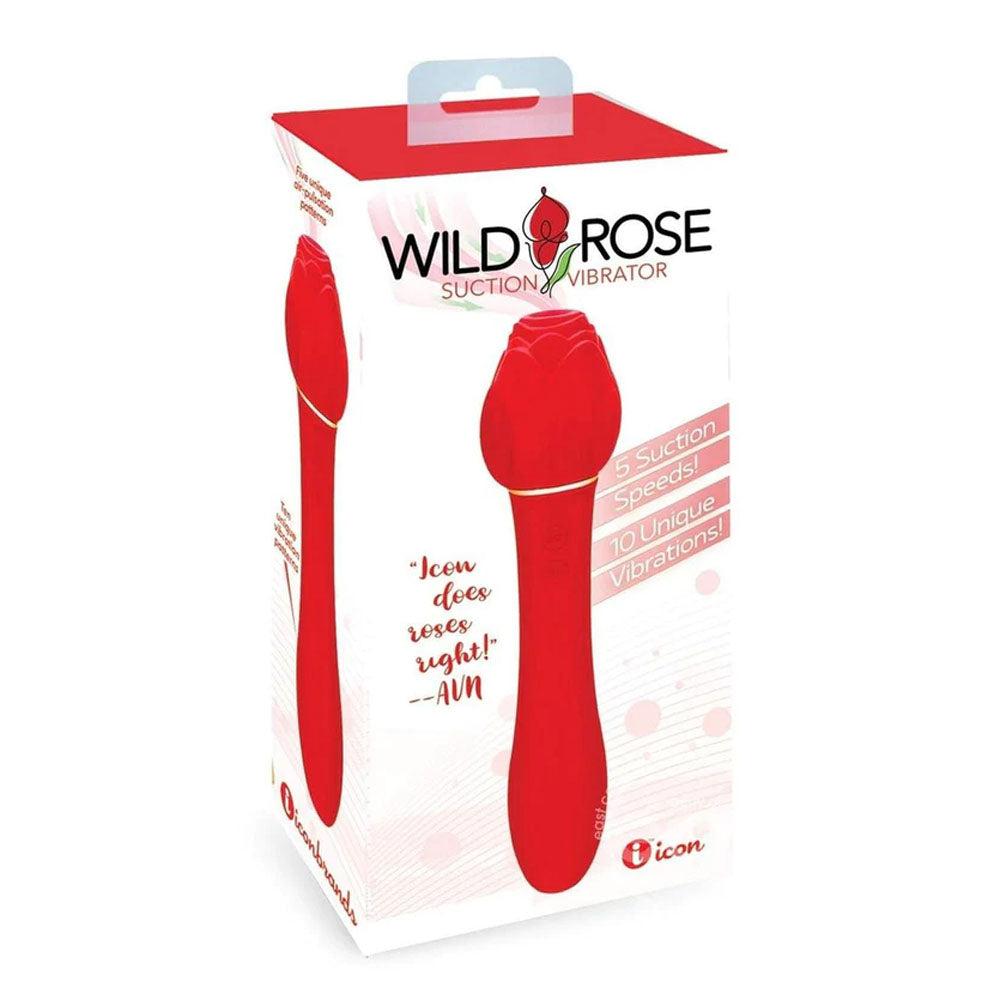 Wild Rose Suction Vibrator - Red USB Rechargeable Air Pulse Stimulator and Vibrator - Naughty by Nature Adult Store