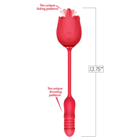 Wild Rose Lick & Thrust - Red USB Rechargeable Air Pulse Stimulator and Vibrator - Naughty by Nature Adult Store