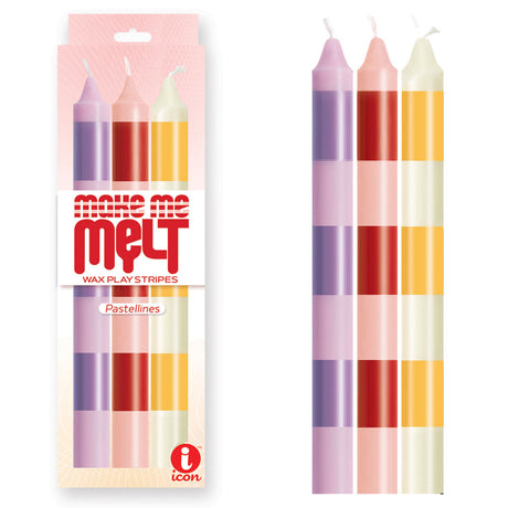 The 9's Make Me Melt Drip Candle 3-Pk - Pastellines - Pastel Coloured Drip Candles - 3 Pack - Naughty by Nature Adult Store