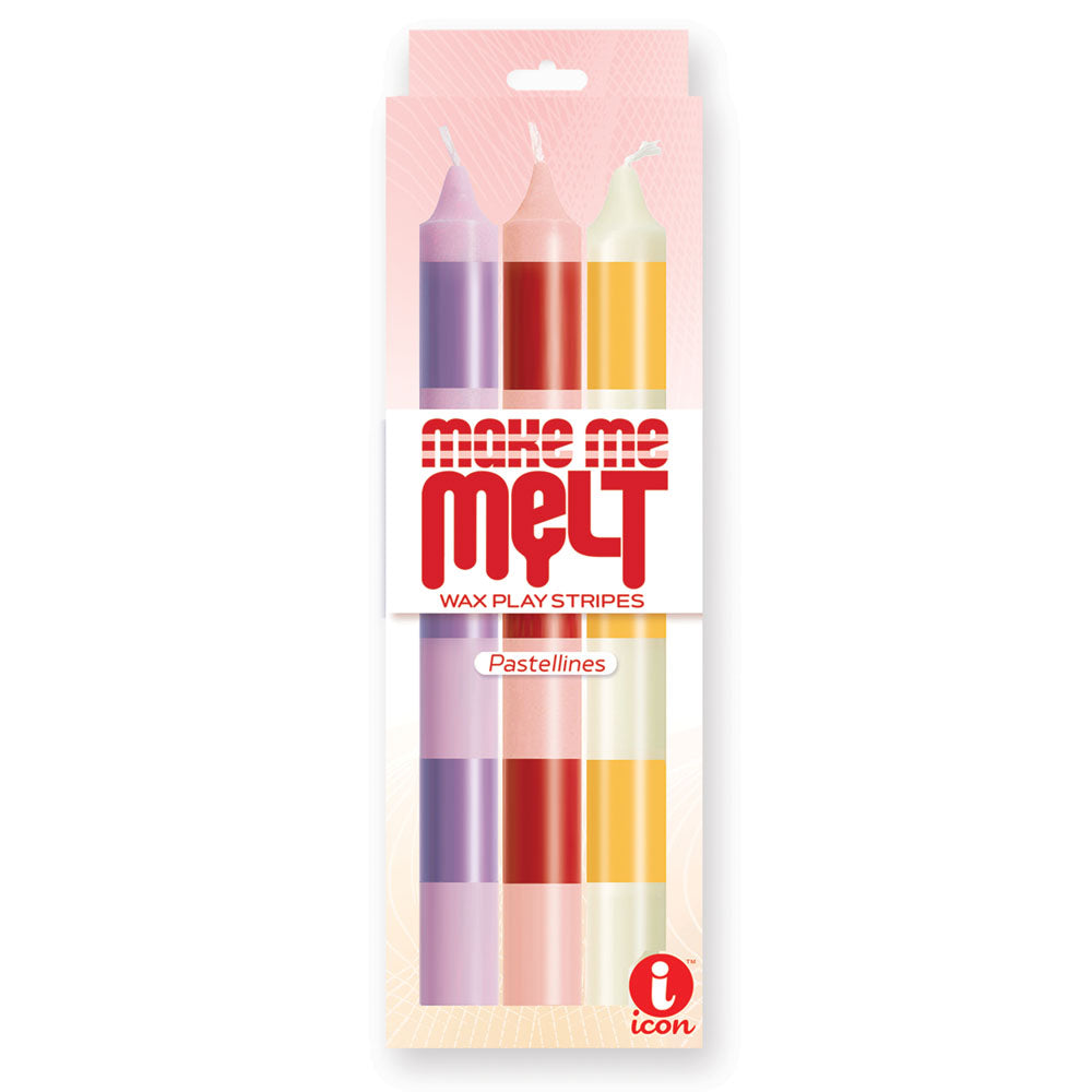 The 9's Make Me Melt Drip Candle 3-Pk - Pastellines - Pastel Coloured Drip Candles - 3 Pack - Naughty by Nature Adult Store