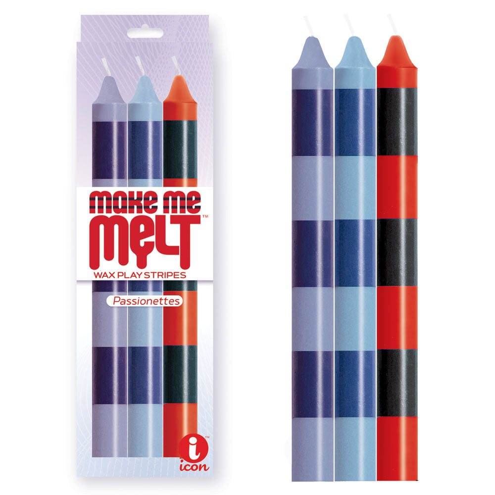 The 9's Make Me Melt Drip Candle 3-Pk, Passionettes - Passion Coloured Drip Candles - 3 Pack - Naughty by Nature Adult Store