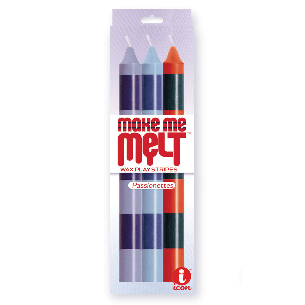 The 9's Make Me Melt Drip Candle 3-Pk, Passionettes - Passion Coloured Drip Candles - 3 Pack - Naughty by Nature Adult Store