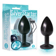 The Silver Starter - Anodised Black 7.1 cm (2.8'') Butt Plug with Aqua Round Jewel - Naughty by Nature Adult Store