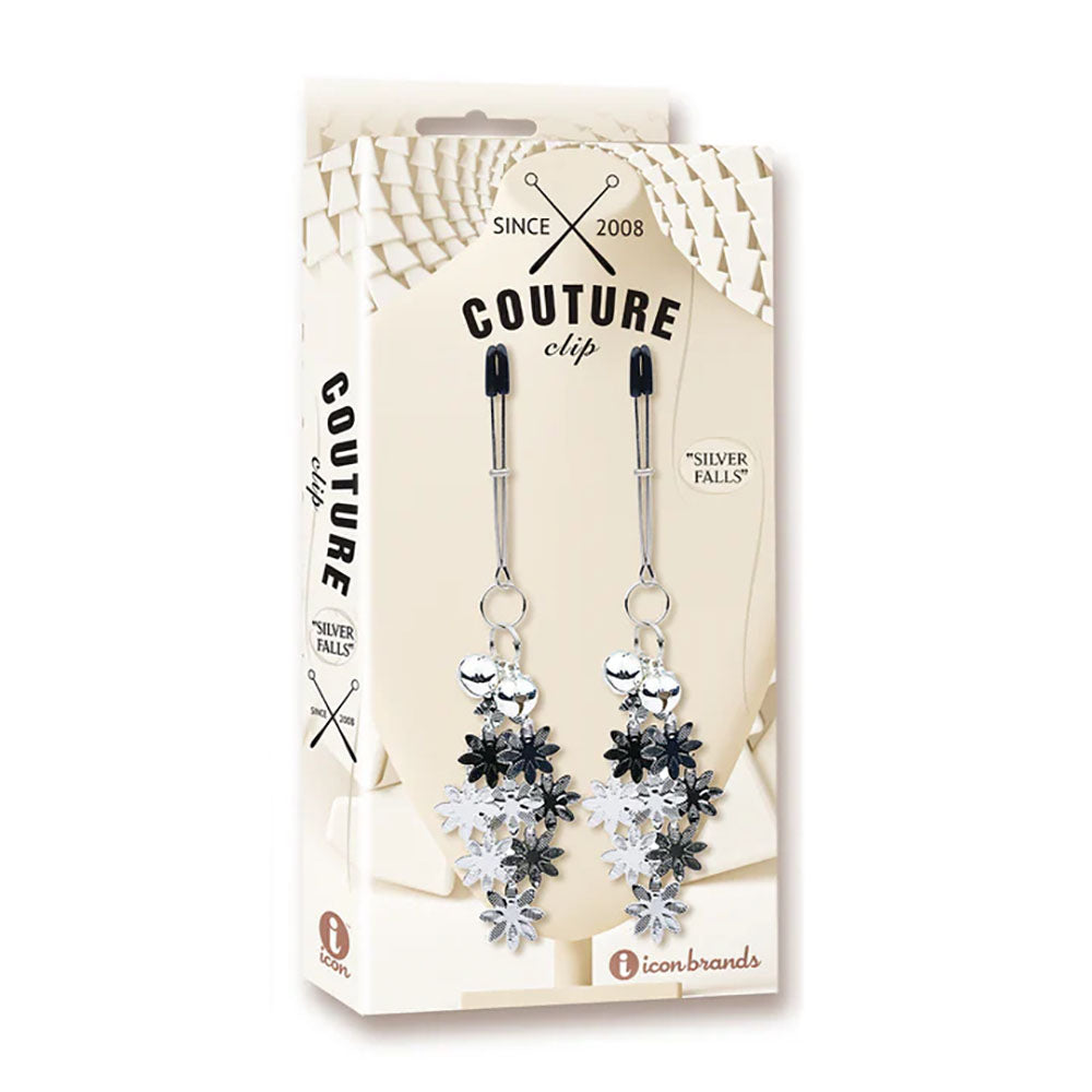 Couture Clip - Silver Falls - Silver Nipple Clamps - Set of 2 - Naughty by Nature Adult Store