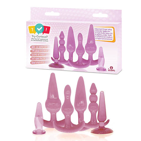 Try-Curious Anal Plug Kit - Pink Anal Kit - Set of 6 - Naughty by Nature Adult Store