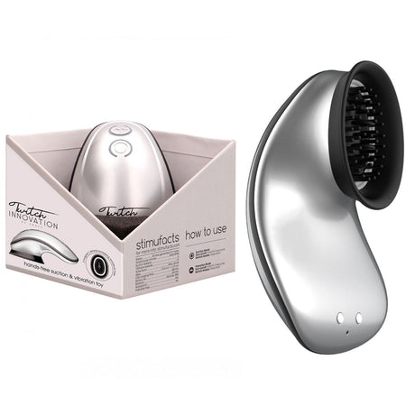 Twitch 1 - Silver - Silver USB Rechargeable Suction Vibrator - Naughty by Nature Adult Store