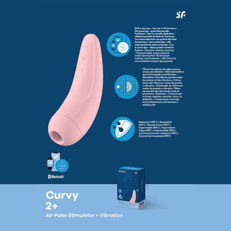 Satisfyer Curvy 2+ - App Contolled Touch-Free USB-Rechargeable Clitoral Stimulator with Vibration - Naughty by Nature Adult Store