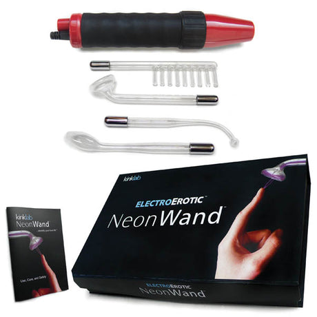 KinkLab Neon Wand Electrosex Kit - Purple E-Stim Kit - 5 Piece Set - Naughty by Nature Adult Store