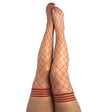 Kixies CLAUDIA Large Diamond Red Fishnet Thigh Highs - Red - Size C - Naughty by Nature Adult Store