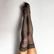 Kixies ANGELICA Black Fishnet Rhinestone Thigh Highs - Black - Size D - Naughty by Nature Adult Store