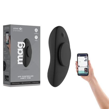 Love Distance MAG - Black Rechargeable Panty Vibrator with App Control - Naughty by Nature Adult Store