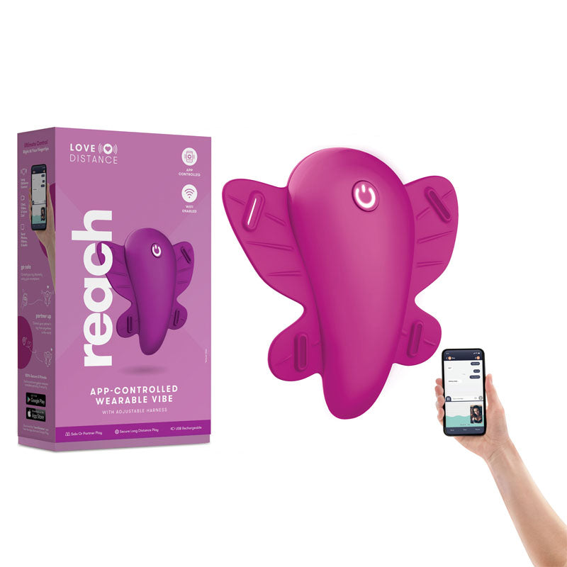 Love Distance REACH - Rose Rechargeable Strap-On Stimulator with App Control - Naughty by Nature Adult Store