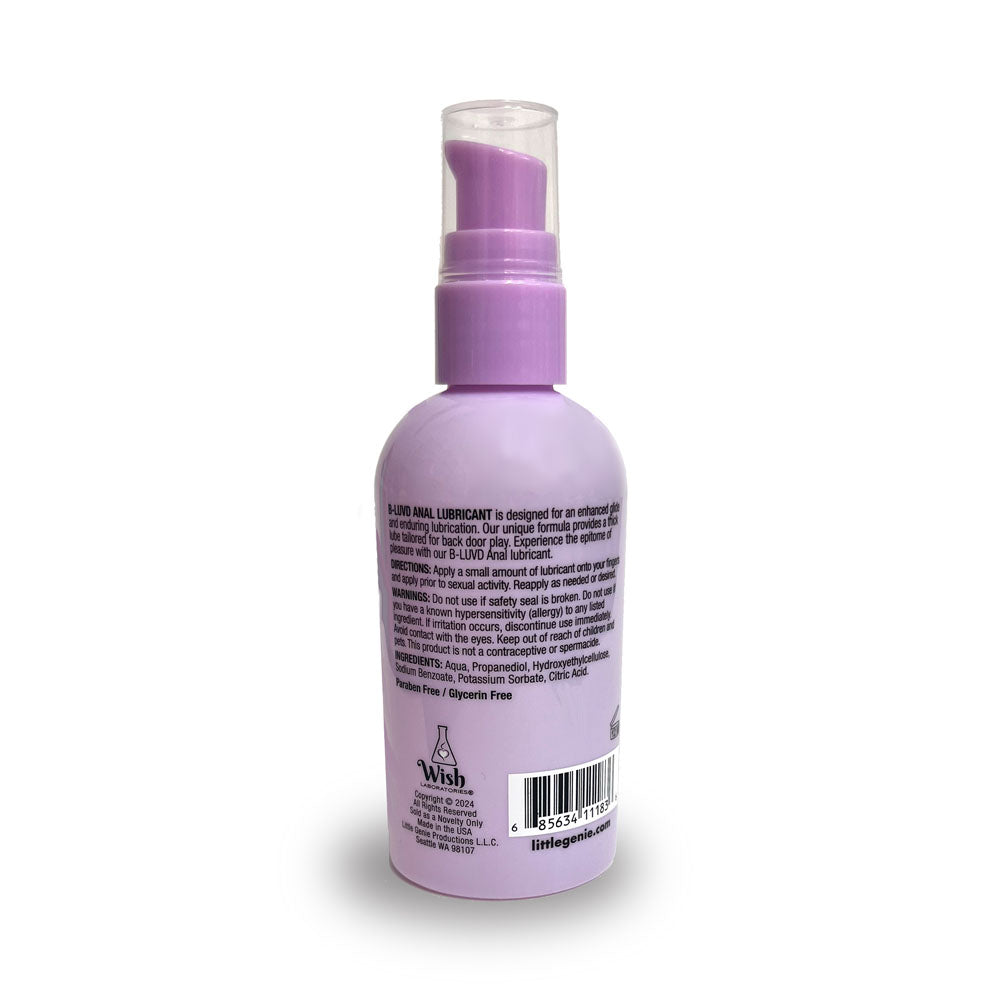 B-LUVD Anal Lubricant - Water Based Gel - 118 ml Bottle - Naughty by Nature Adult Store