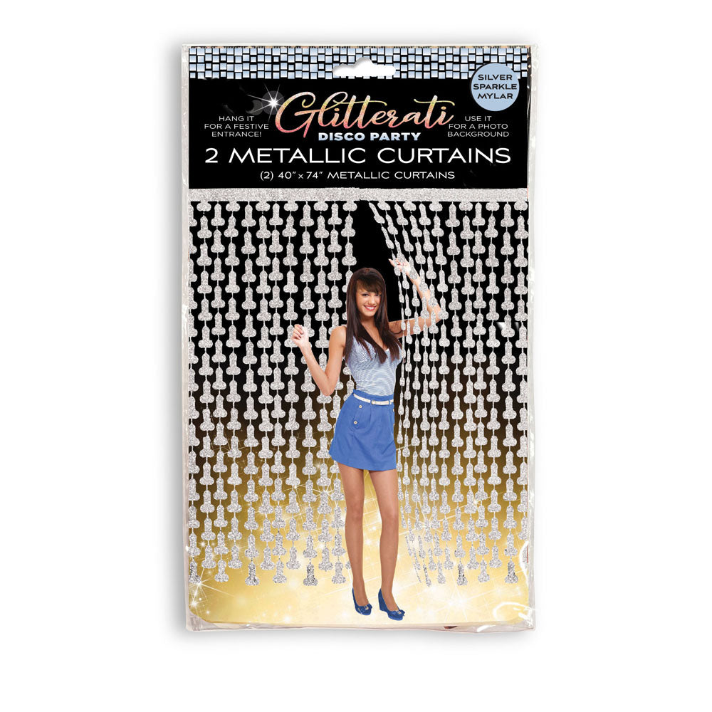 Glitterati - Penis Party Disco Metallic Curtains - Naughty by Nature Adult Store