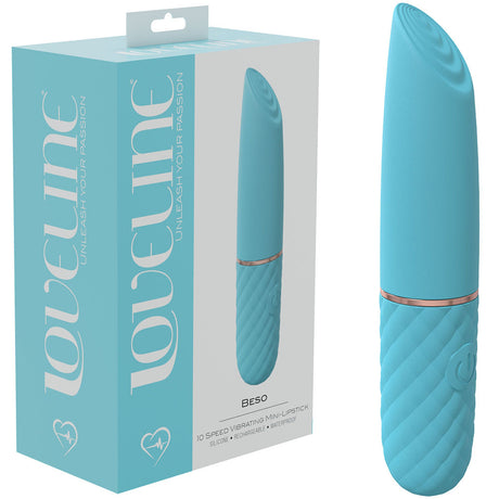 LOVELINE Beso - Blue - Blue 10.6 cm USB Rechargeable Mini Lipstick Vibrator - Naughty by Nature Adult Store