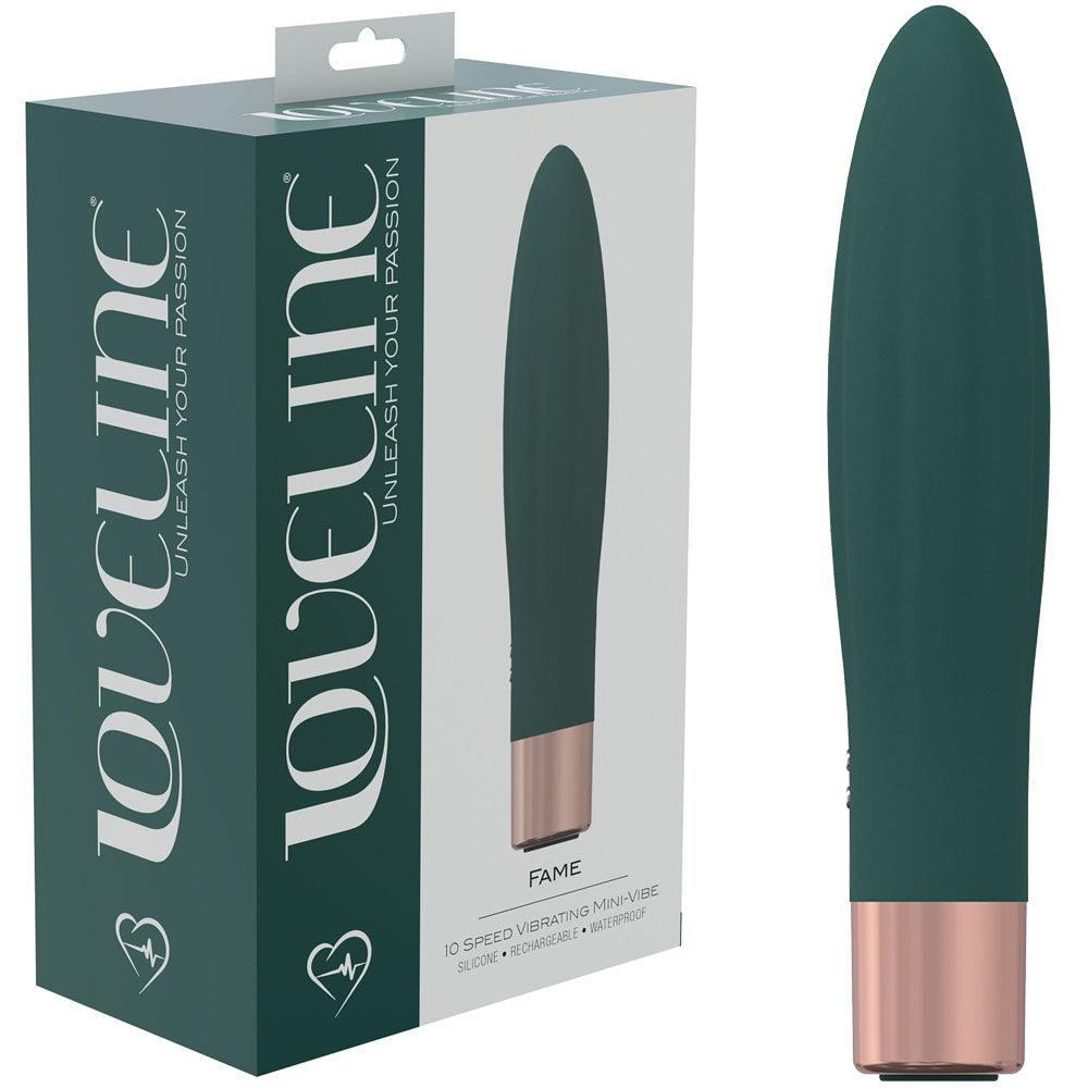 LOVELINE Fame - Green - Green 14.4 cm USB Rechargeable Vibrator - Naughty by Nature Adult Store