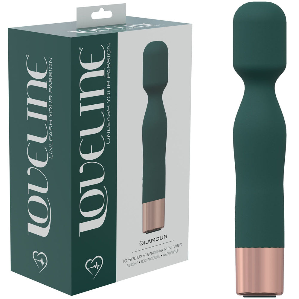 LOVELINE Glamour - Green - Green 14.4 cm USB Rechargeable Massage Wand - Naughty by Nature Adult Store