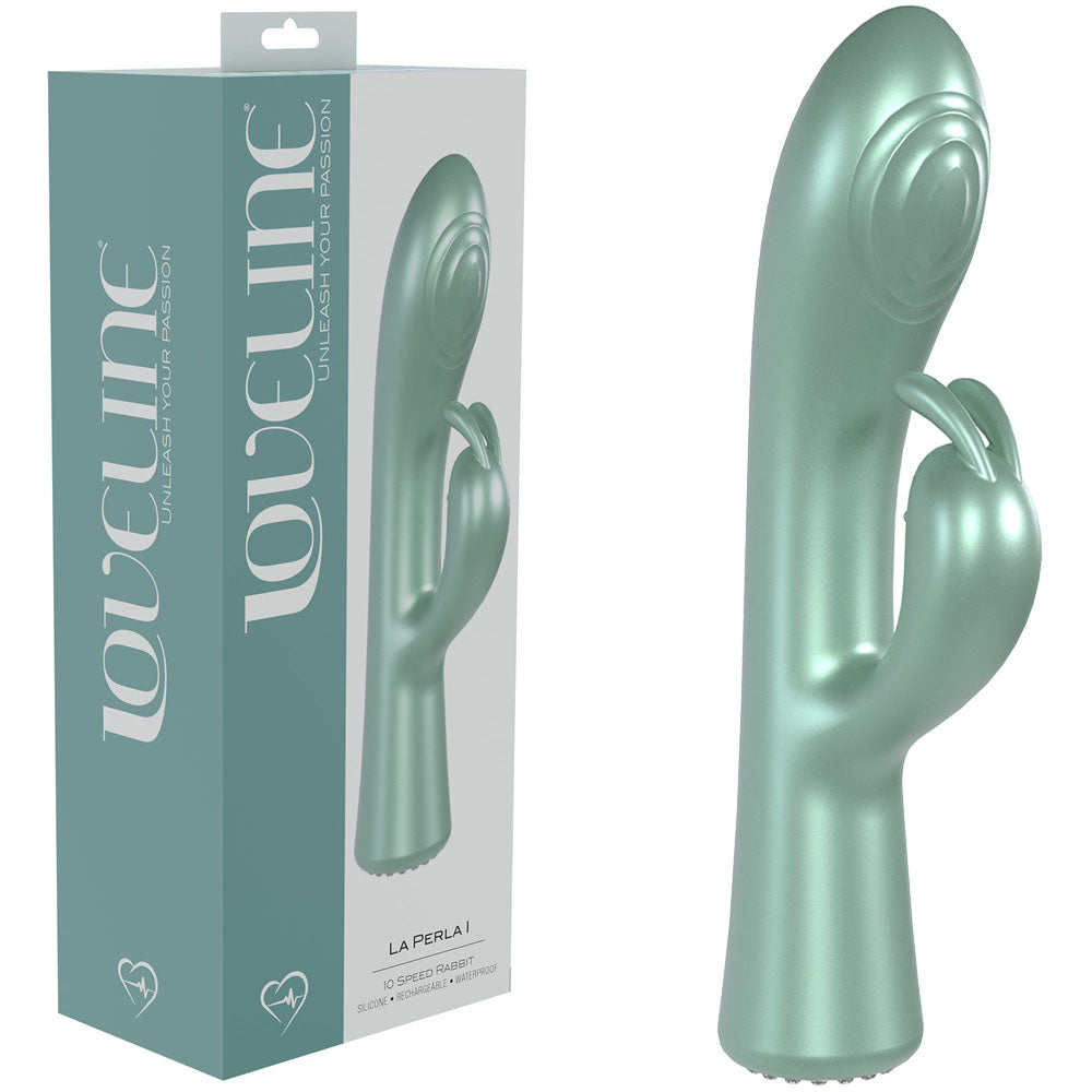 LOVELINE La Perla I - Green - Pearlescent Green 19.2 cm USB Rechargeable Rabbit Vibrator - Naughty by Nature Adult Store