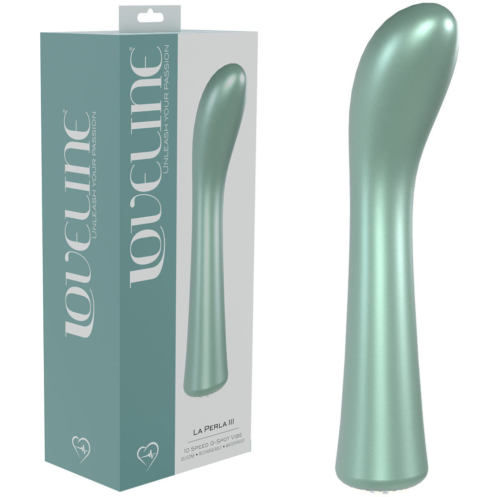 LOVELINE La Perla III - Green - Pearlescent Green 19.2 cm USB Rechargeable Vibrator - Naughty by Nature Adult Store
