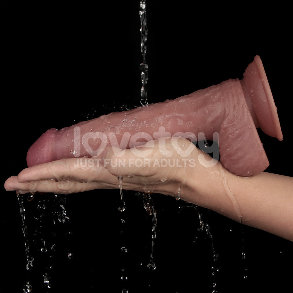 Dual Density Power Cock 9 Inch Flesh USB Rechargeable Vibrating Dildo