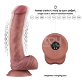 Dual Density Power Cock 9 Inch Flesh USB Rechargeable Vibrating Dildo