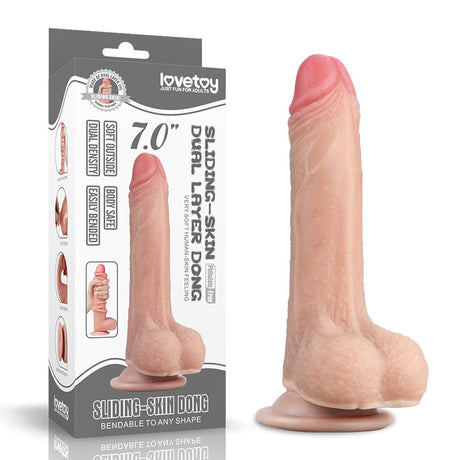 Sliding Skin Dual Layer Dong - Flesh (7'') with Flexible Skin - Naughty by Nature Adult Store