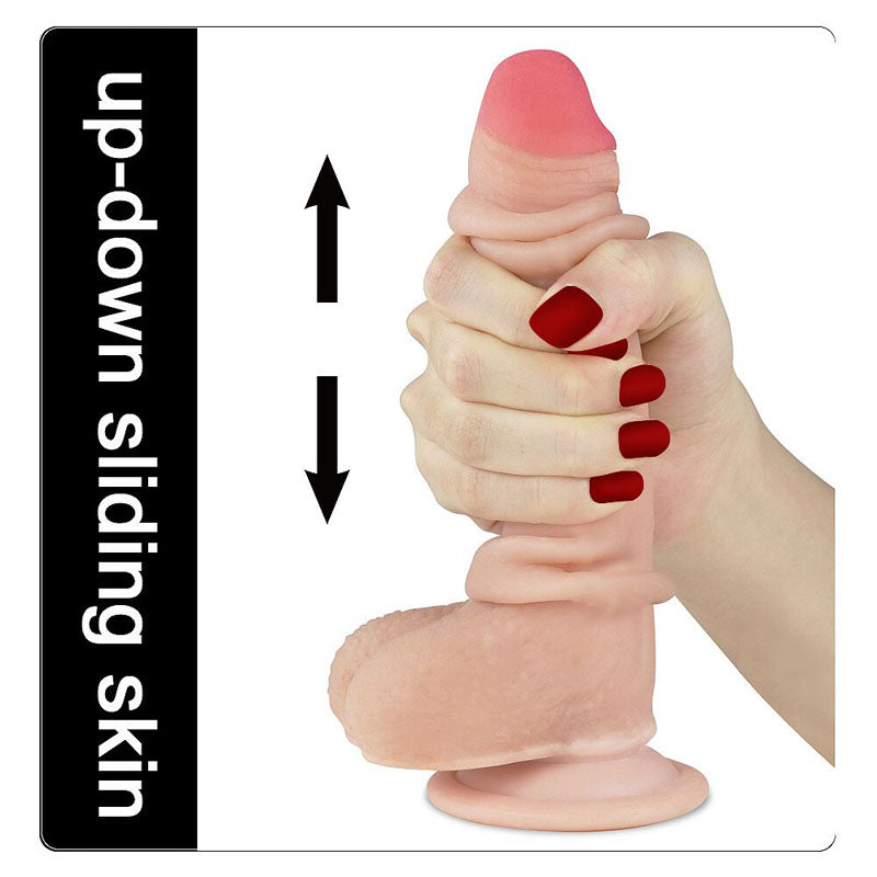 Sliding Skin Dual Layer Dong - Flesh (7'') with Flexible Skin - Naughty by Nature Adult Store
