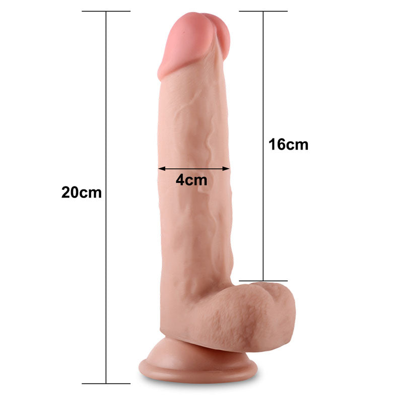 Sliding Skin Dual Layer Dong - Flesh (8'') with Flexible Skin - Naughty by Nature Adult Store