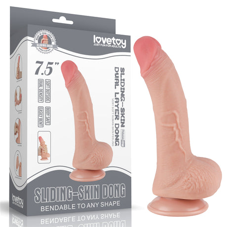 Sliding Skin Dual Layer Dong - Flesh (7.5'') with Flexible Skin - Naughty by Nature Adult Store