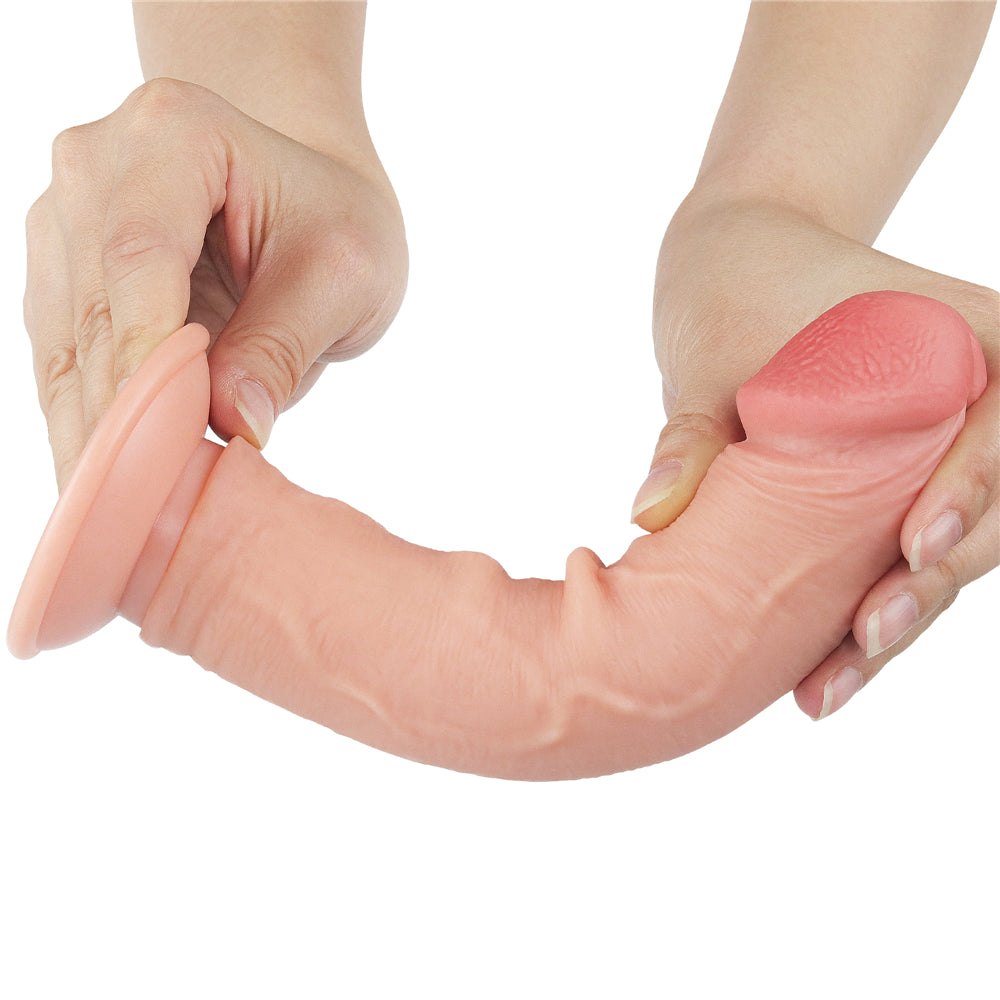 Sliding Skin Dual Layer Dong - Flesh (8'') with Flexible Skin - Naughty by Nature Adult Store